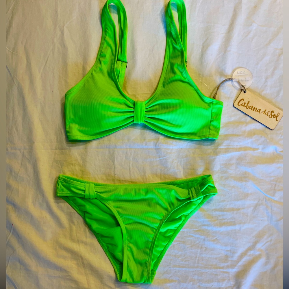 Cabana Del Sol Lime Green Bikini Size Small- NWT